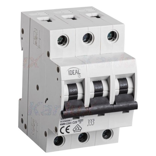 Interruttore Magnetotermico 3x25A 6KA Curva C KMB6-C25/3
